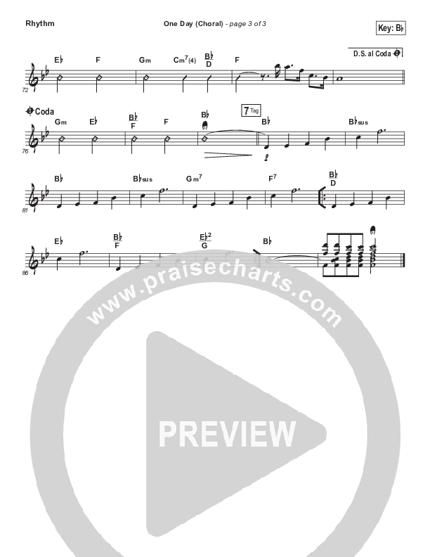 One Day (When We All Get To Heaven) (Choral Anthem SATB) Rhythm Chart (Matt Redman / Arr. Luke Gambill)