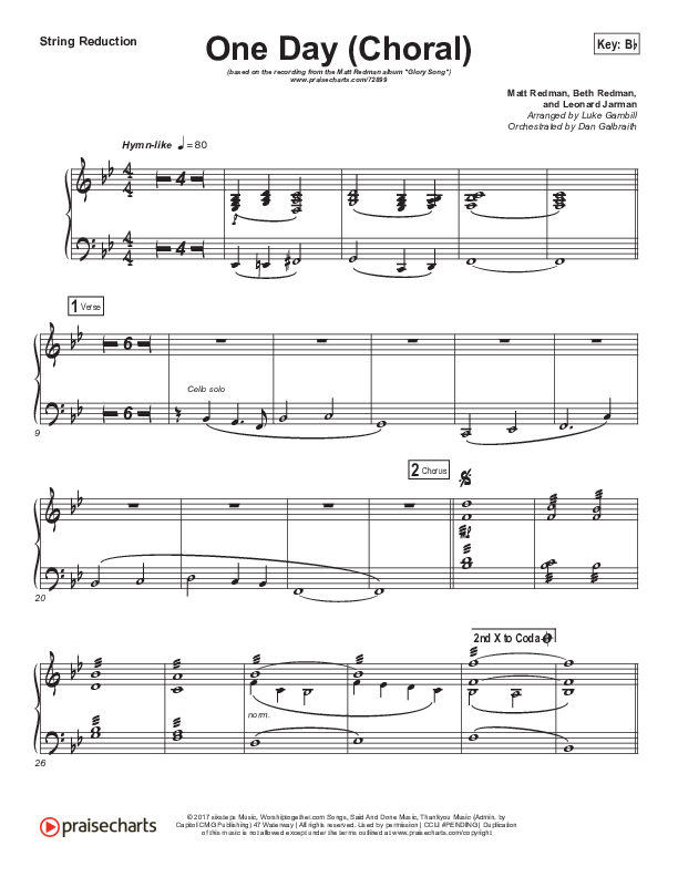 One Day (When We All Get To Heaven) (Choral Anthem SATB) String Pack (Matt Redman / Arr. Luke Gambill)