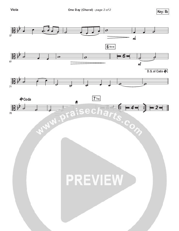 One Day (When We All Get To Heaven) (Choral Anthem SATB) Viola (Matt Redman / Arr. Luke Gambill)