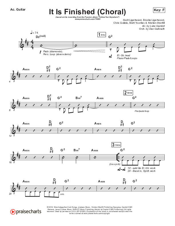 It Is Finished (Choral Anthem SATB) Acoustic Guitar (Passion / Melodie Malone / Arr. Luke Gambill)