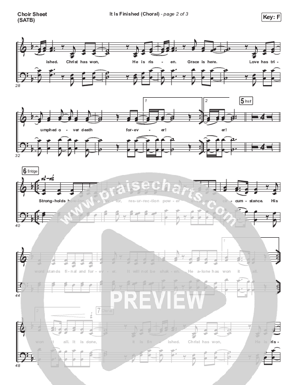 It Is Finished (Choral Anthem SATB) Choir Sheet (SATB) (Passion / Melodie Malone / Arr. Luke Gambill)