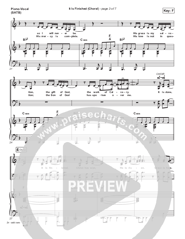 It Is Finished (Choral Anthem SATB) Piano/Vocal (SATB) (Passion / Melodie Malone / Arr. Luke Gambill)