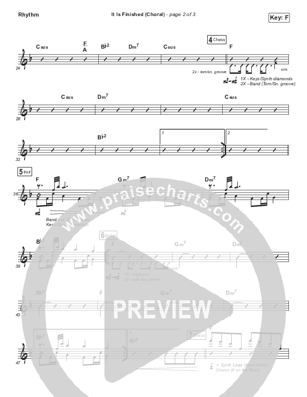 It Is Finished (Choral Anthem SATB) Rhythm Chart (Passion / Melodie Malone / Arr. Luke Gambill)