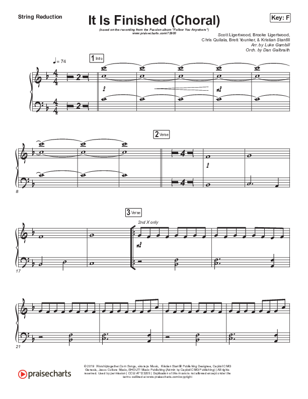 It Is Finished (Choral Anthem SATB) String Pack (Passion / Melodie Malone / Arr. Luke Gambill)