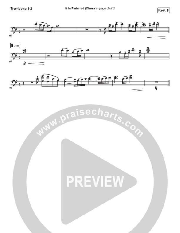 It Is Finished (Choral Anthem SATB) Trombone 1/2 (Passion / Melodie Malone / Arr. Luke Gambill)