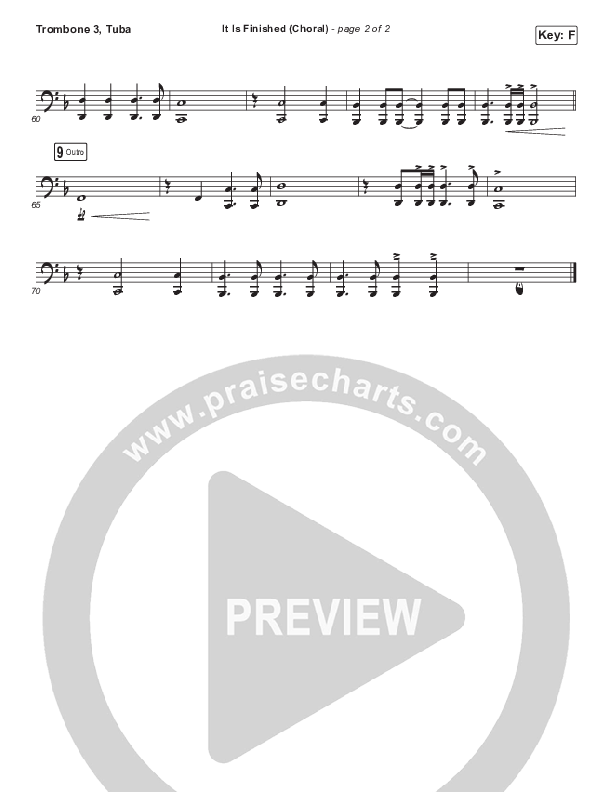 It Is Finished (Choral Anthem SATB) Trombone 3/Tuba (Passion / Melodie Malone / Arr. Luke Gambill)