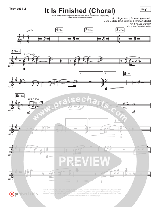 It Is Finished (Choral Anthem SATB) Brass Pack (Passion / Melodie Malone / Arr. Luke Gambill)