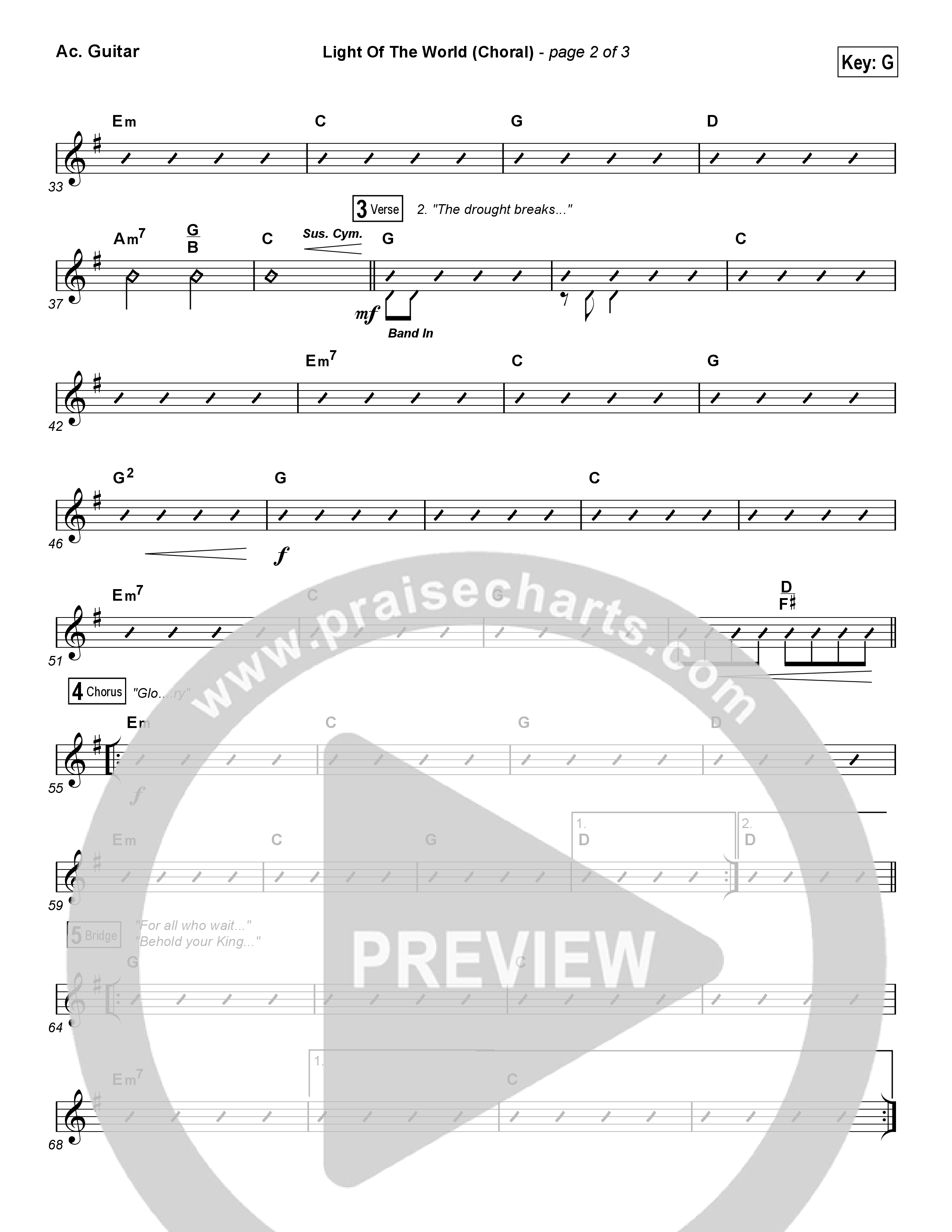 Light Of The World (Choral Anthem SATB) Acoustic Guitar (Lauren Daigle / Arr. Luke Gambill)