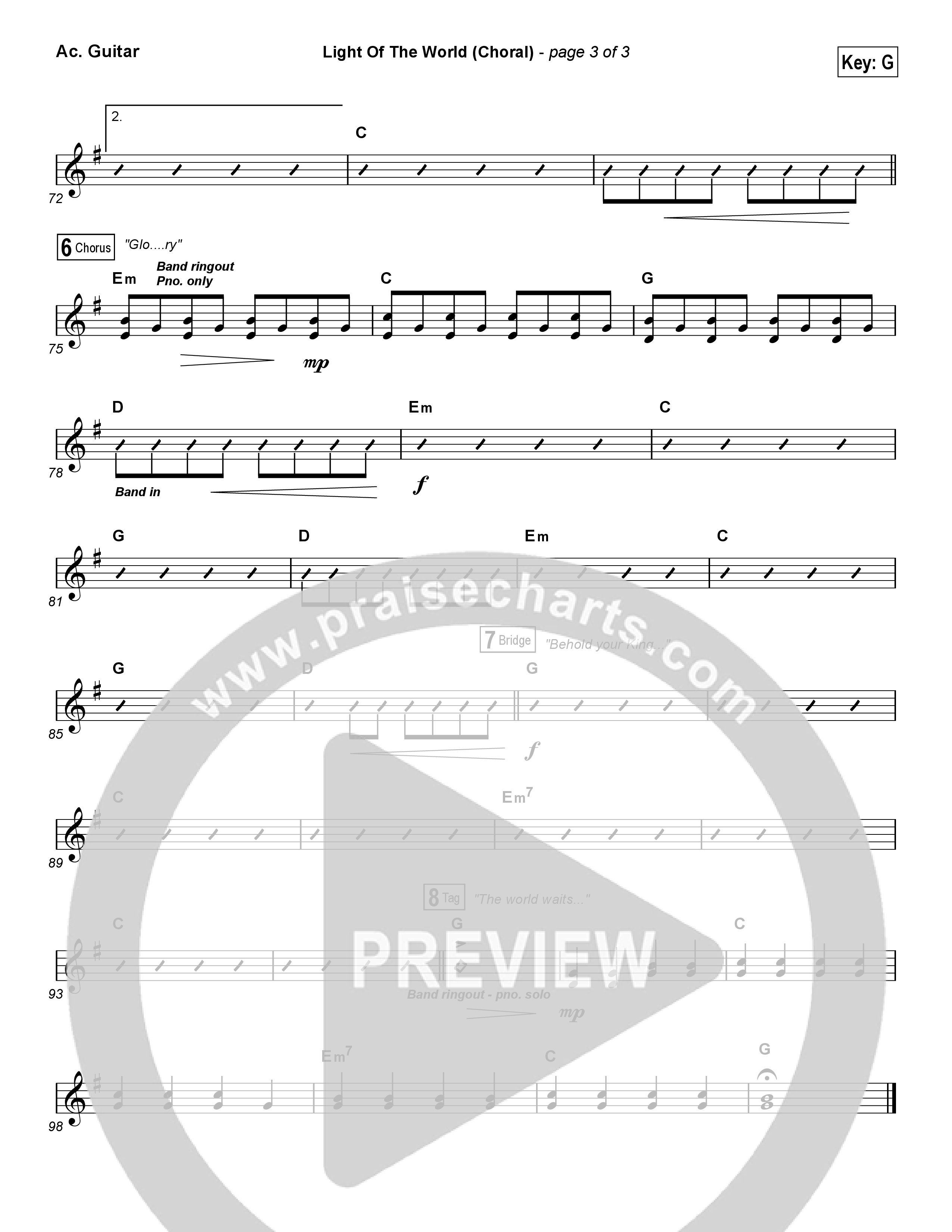 Light Of The World (Choral Anthem SATB) Acoustic Guitar (Lauren Daigle / Arr. Luke Gambill)