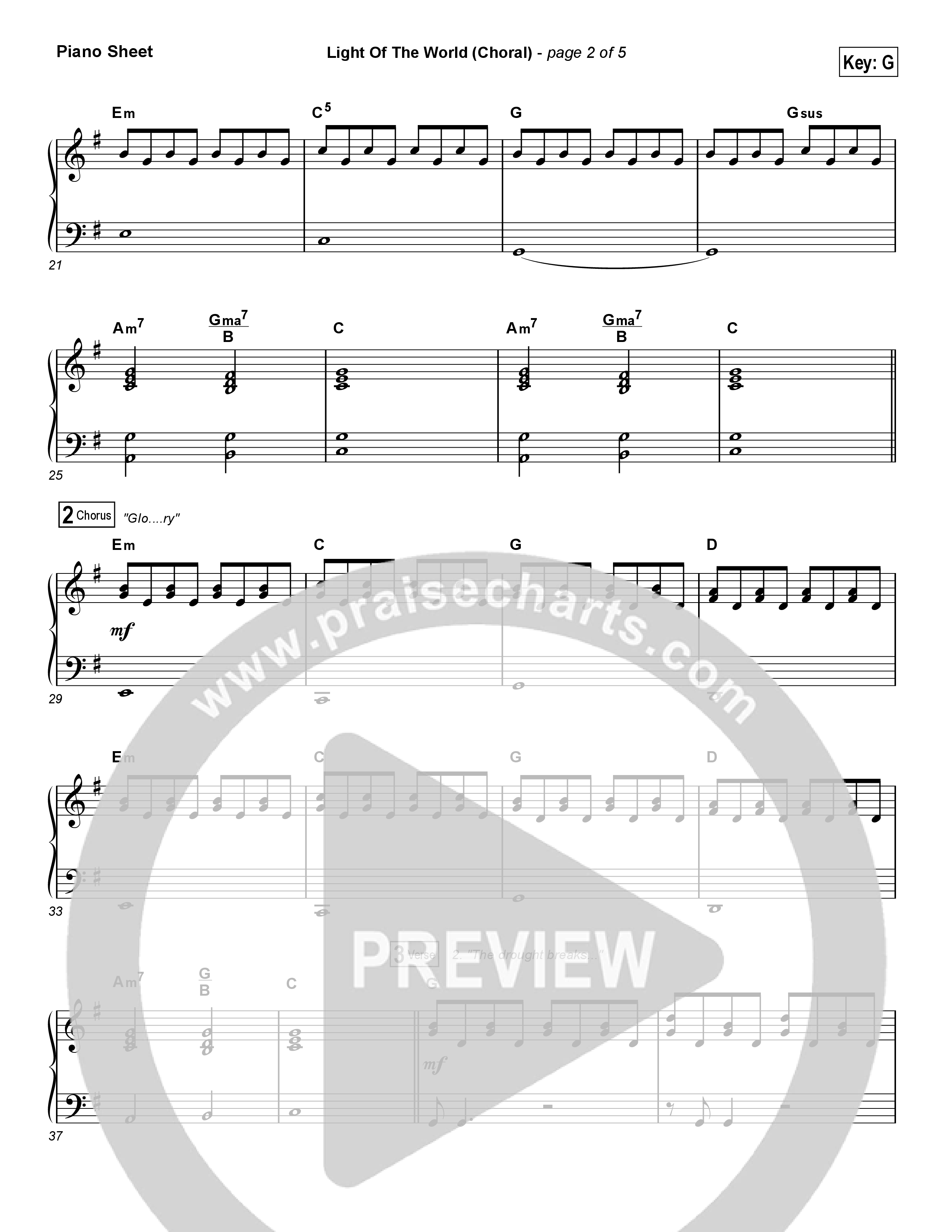 Light Of The World (Choral Anthem SATB) Piano Sheet (Lauren Daigle / Arr. Luke Gambill)
