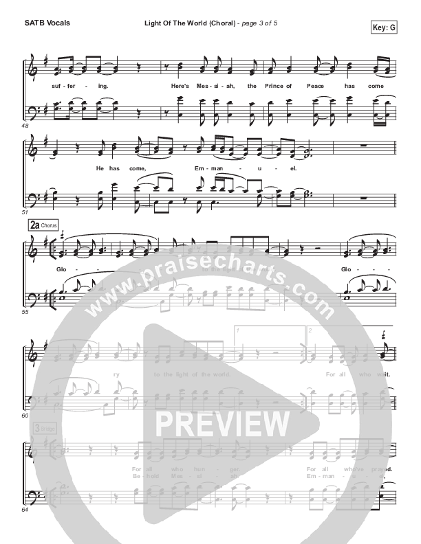 Light Of The World (Choral Anthem SATB) Choir Sheet (SATB) (Lauren Daigle / Arr. Luke Gambill)