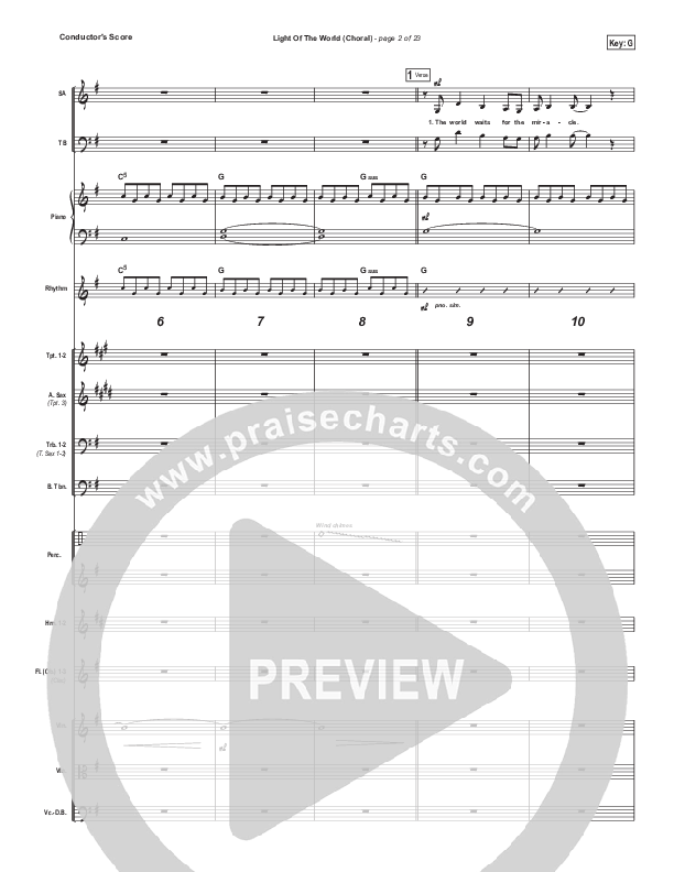 Light Of The World (Choral Anthem SATB) Conductor's Score (Lauren Daigle / Arr. Luke Gambill)