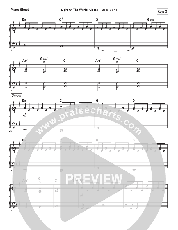 Light Of The World (Choral Anthem SATB) Piano Sheet (Lauren Daigle / Arr. Luke Gambill)