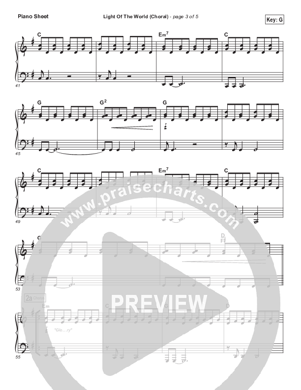 Light Of The World (Choral Anthem SATB) Piano Sheet (Lauren Daigle / Arr. Luke Gambill)