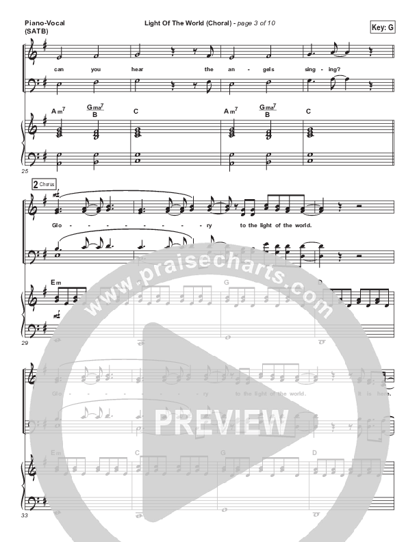 Light Of The World (Choral Anthem SATB) Piano/Vocal Pack (Lauren Daigle / Arr. Luke Gambill)