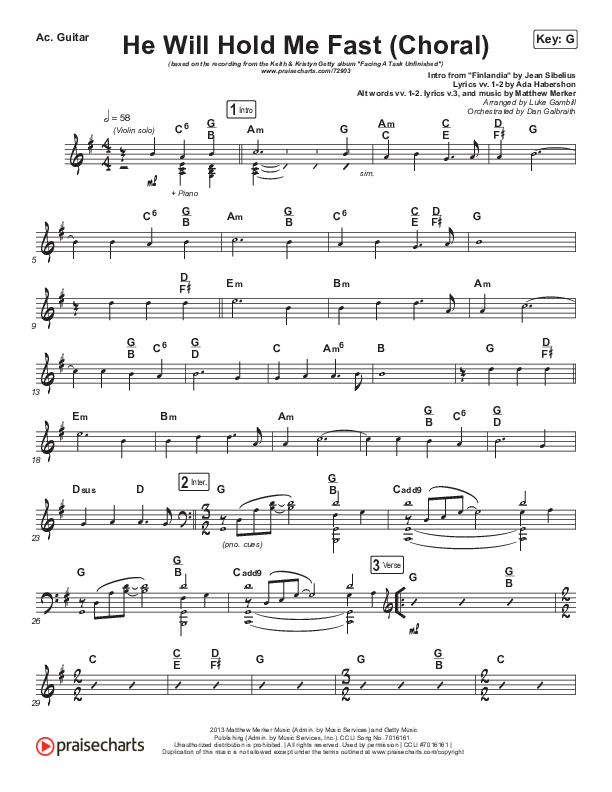 He Will Hold Me Fast (Choral Anthem SATB) Acoustic Guitar (Keith & Kristyn Getty / Arr. Luke Gambill)