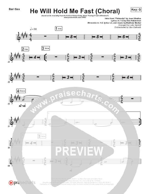 He Will Hold Me Fast (Choral Anthem SATB) Bari Sax (Keith & Kristyn Getty / Arr. Luke Gambill)