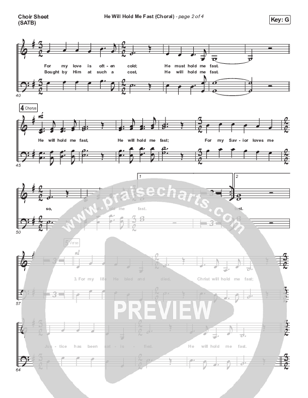 He Will Hold Me Fast (Choral Anthem SATB) Choir Sheet (SATB) (Keith & Kristyn Getty / Arr. Luke Gambill)