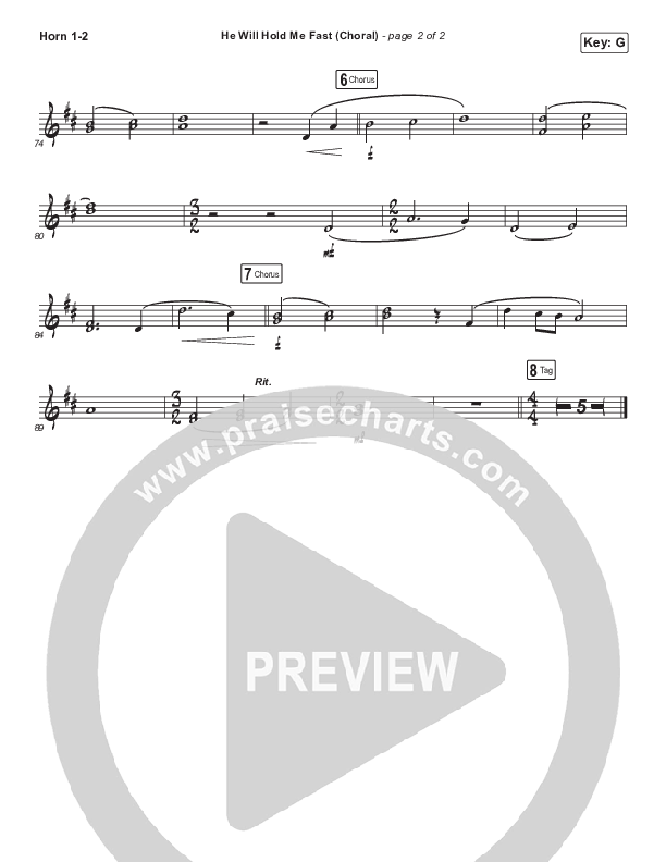 He Will Hold Me Fast (Choral Anthem SATB) French Horn 1,2 (Keith & Kristyn Getty / Arr. Luke Gambill)