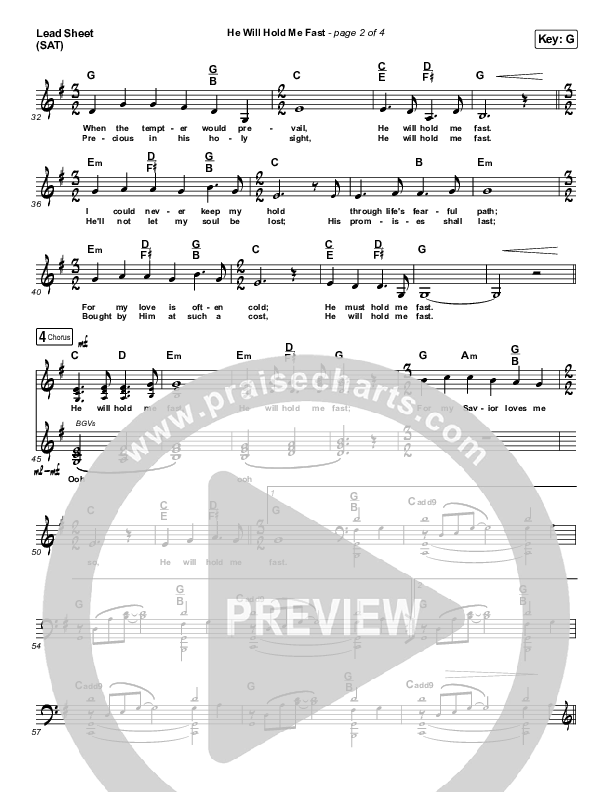 He Will Hold Me Fast (Choral Anthem SATB) Lead Sheet (SAT) (Keith & Kristyn Getty / Arr. Luke Gambill)