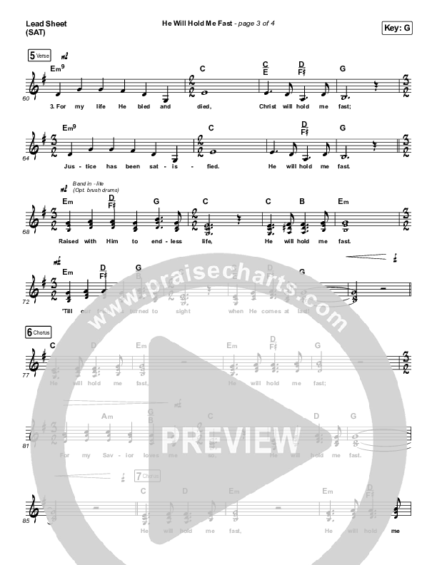 He Will Hold Me Fast (Choral Anthem SATB) Lead Sheet (SAT) (Keith & Kristyn Getty / Arr. Luke Gambill)