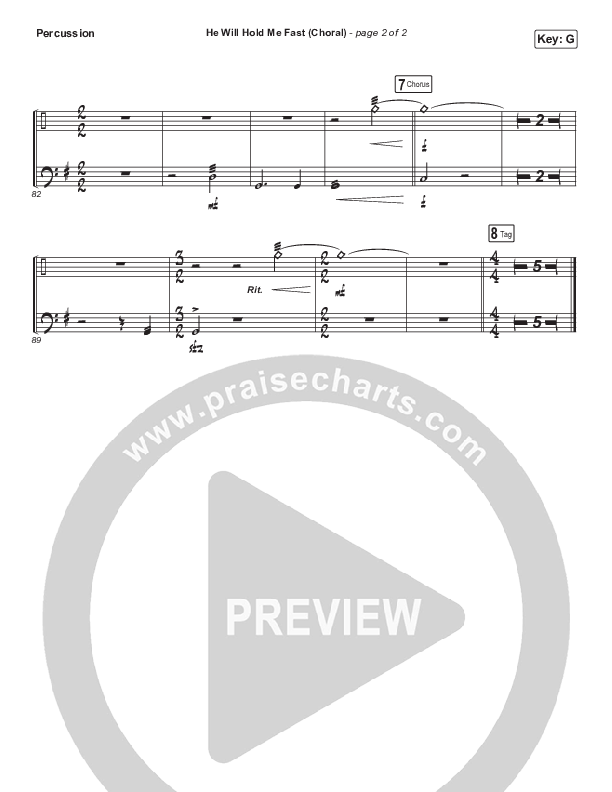 He Will Hold Me Fast (Choral Anthem SATB) Percussion (Keith & Kristyn Getty / Arr. Luke Gambill)