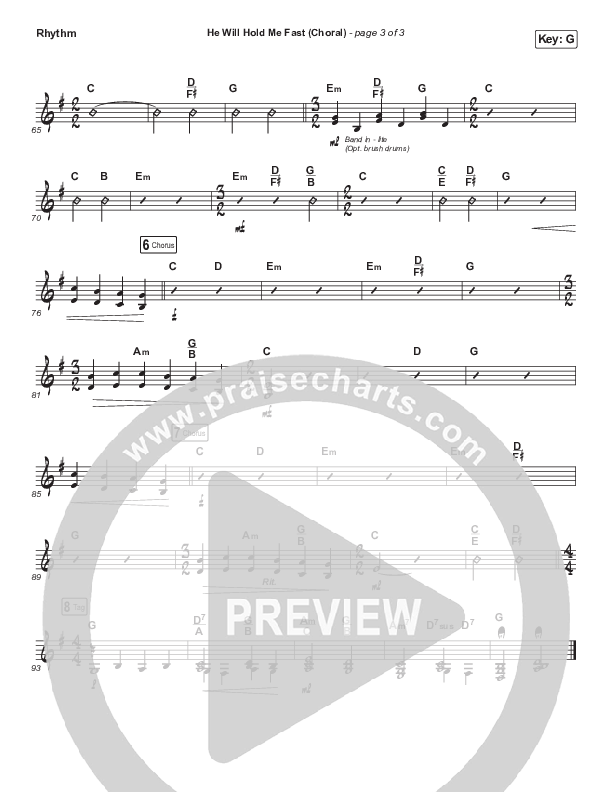 He Will Hold Me Fast (Choral Anthem SATB) Rhythm Chart (Keith & Kristyn Getty / Arr. Luke Gambill)
