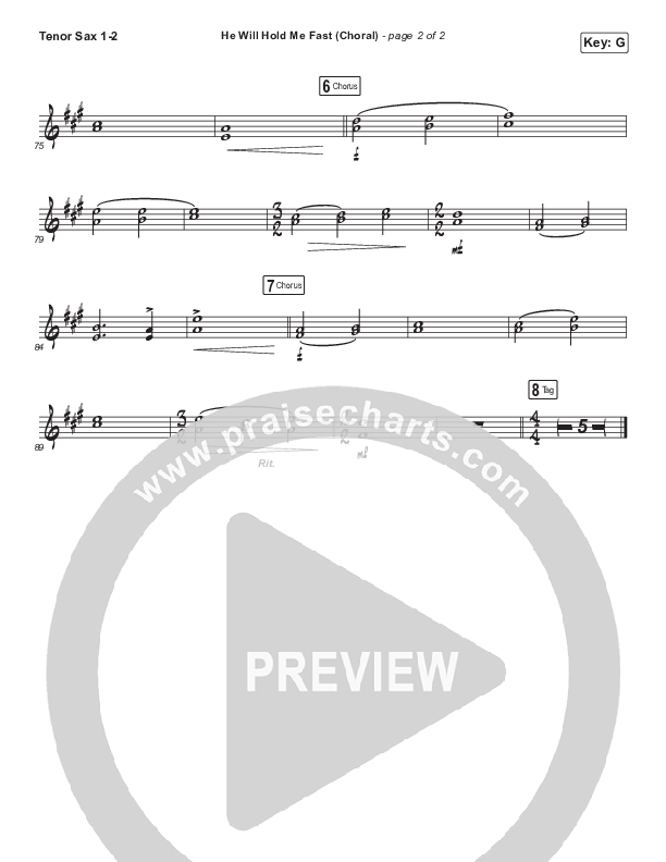 He Will Hold Me Fast (Choral Anthem SATB) Tenor Sax 1,2 (Keith & Kristyn Getty / Arr. Luke Gambill)