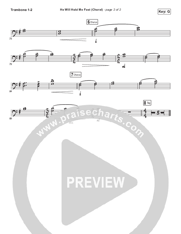 He Will Hold Me Fast (Choral Anthem SATB) Trombone 1,2 (Keith & Kristyn Getty / Arr. Luke Gambill)