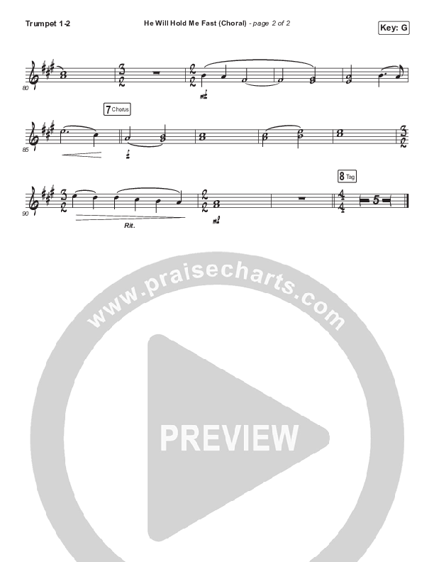 He Will Hold Me Fast (Choral Anthem SATB) Trumpet 1,2 (Keith & Kristyn Getty / Arr. Luke Gambill)
