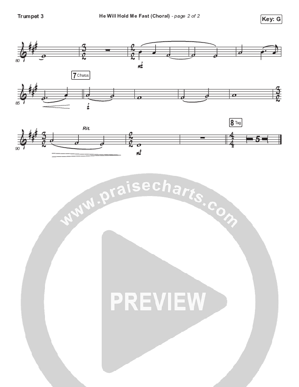He Will Hold Me Fast (Choral Anthem SATB) Trumpet 3 (Keith & Kristyn Getty / Arr. Luke Gambill)