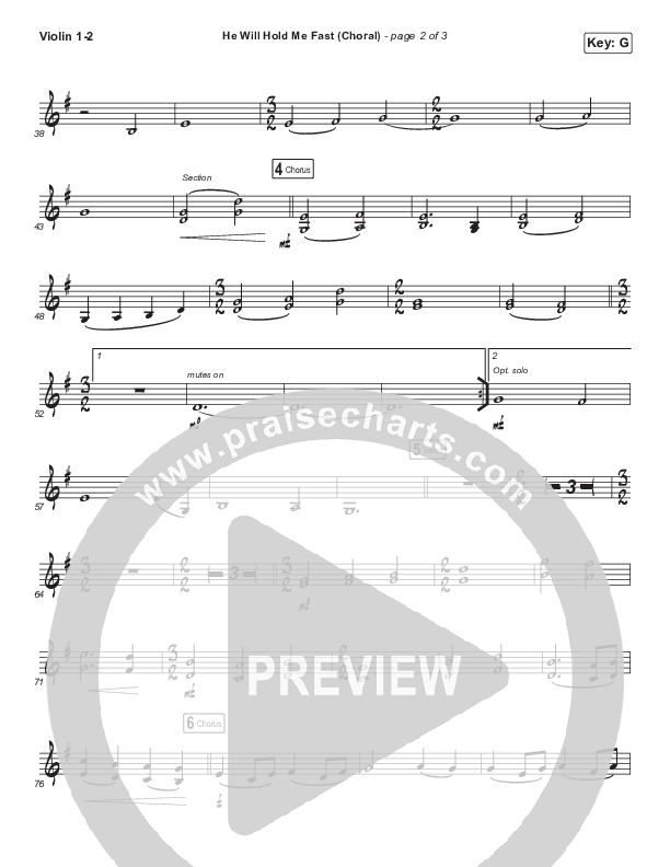 He Will Hold Me Fast (Choral Anthem SATB) Violin 1,2 (Keith & Kristyn Getty / Arr. Luke Gambill)