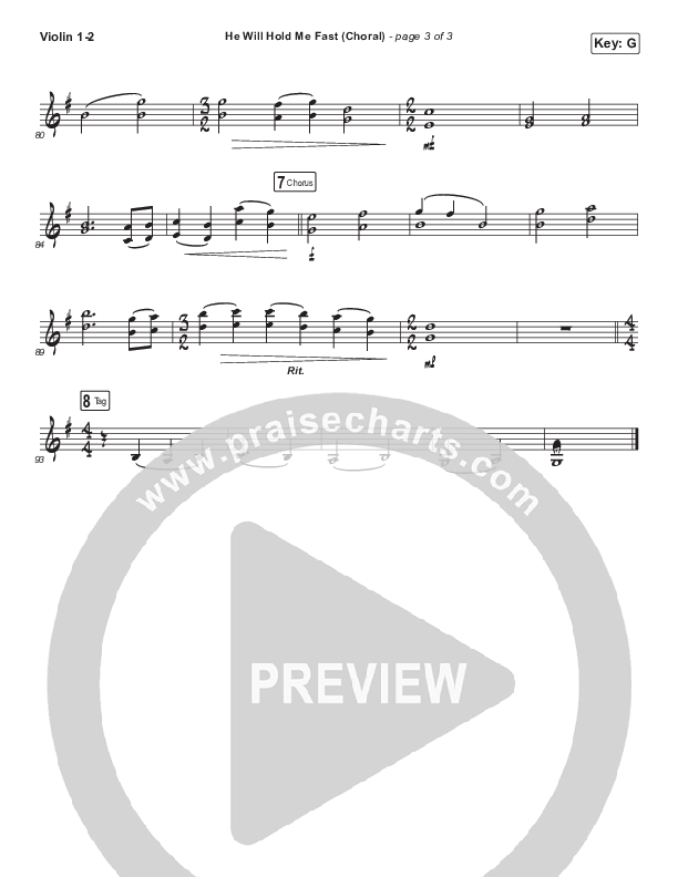 He Will Hold Me Fast (Choral Anthem SATB) Violin 1,2 (Keith & Kristyn Getty / Arr. Luke Gambill)