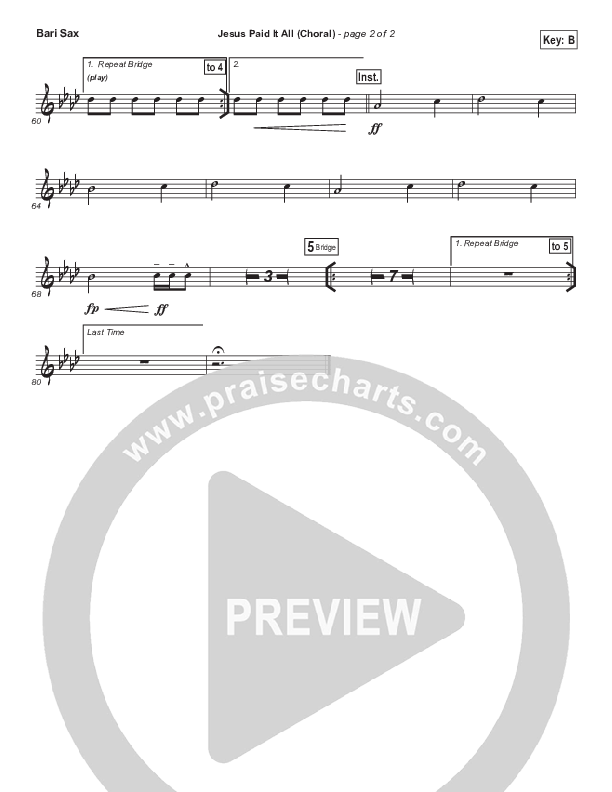 Jesus Paid It All (Choral Anthem SATB) Bari Sax (Passion / Kristian Stanfill / Arr. Luke Gambill)