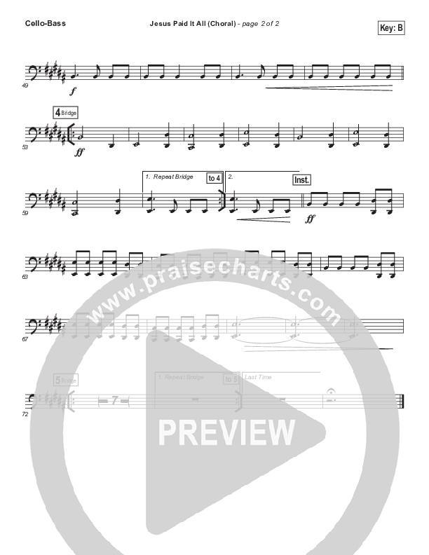 Jesus Paid It All (Choral Anthem SATB) Cello/Bass (Passion / Kristian Stanfill / Arr. Luke Gambill)