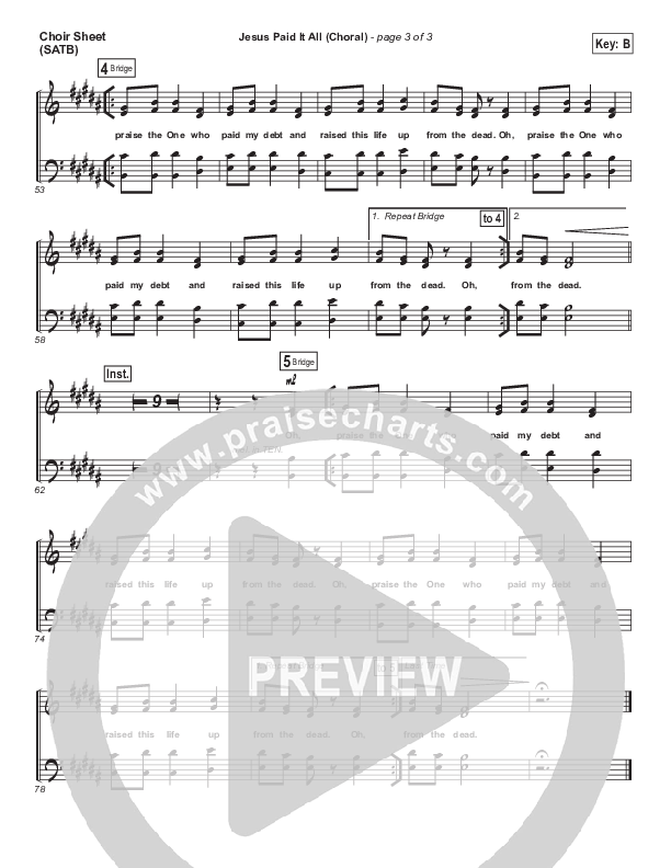 Jesus Paid It All (Choral Anthem SATB) Choir Sheet (SATB) (Passion / Kristian Stanfill / Arr. Luke Gambill)