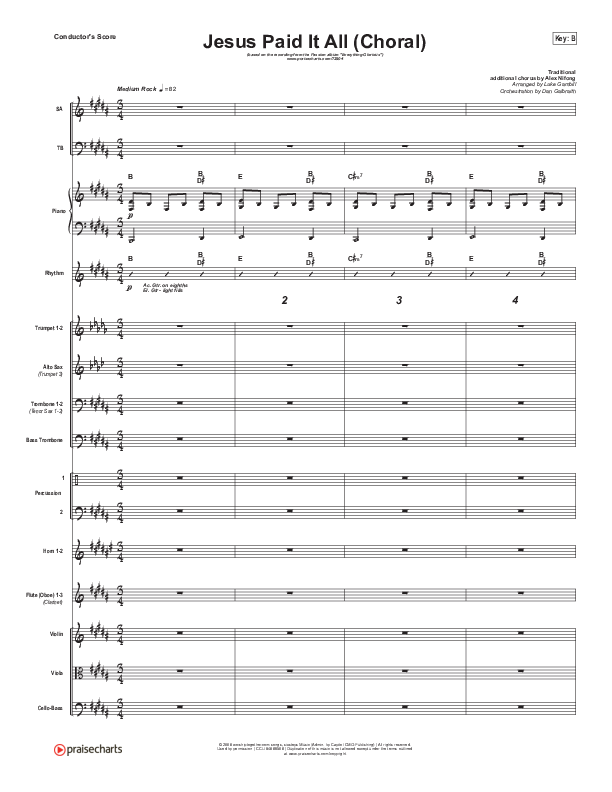 Jesus Paid It All (Choral Anthem SATB) Orchestration (Passion / Kristian Stanfill / Arr. Luke Gambill)