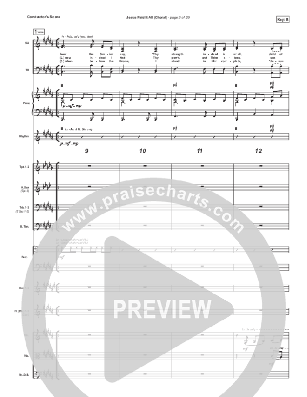 Jesus Paid It All (Choral Anthem SATB) Conductor's Score (Passion / Kristian Stanfill / Arr. Luke Gambill)