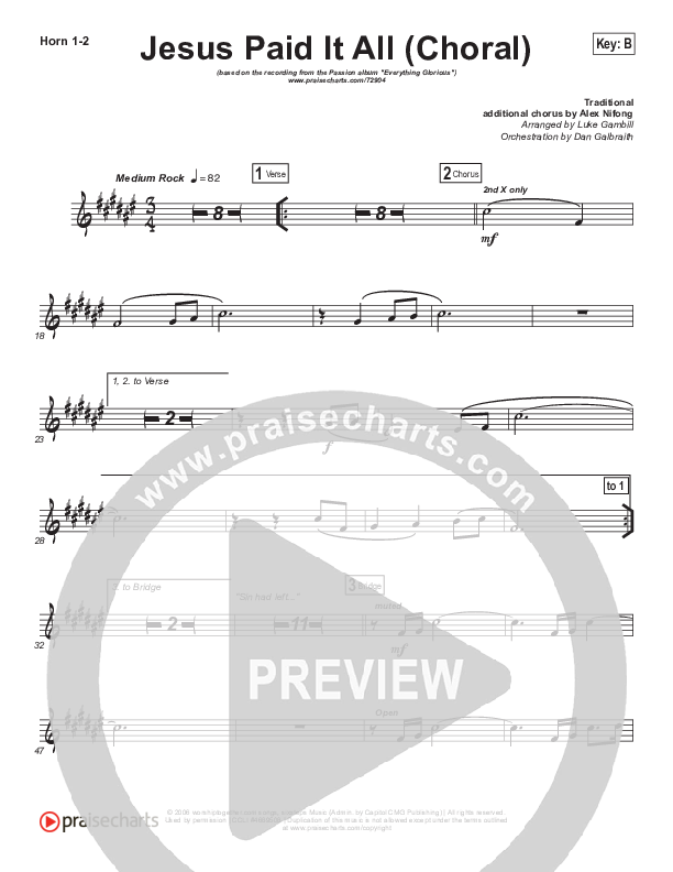 Jesus Paid It All (Choral Anthem SATB) Brass Pack (Passion / Kristian Stanfill / Arr. Luke Gambill)