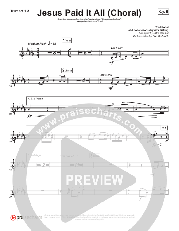 Jesus Paid It All (Choral Anthem SATB) Brass Pack (Passion / Kristian Stanfill / Arr. Luke Gambill)