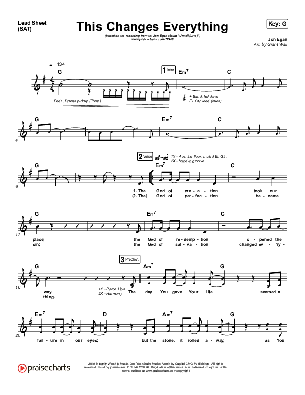 This Changes Everything Lead Sheet (SAT) (Jon Egan)