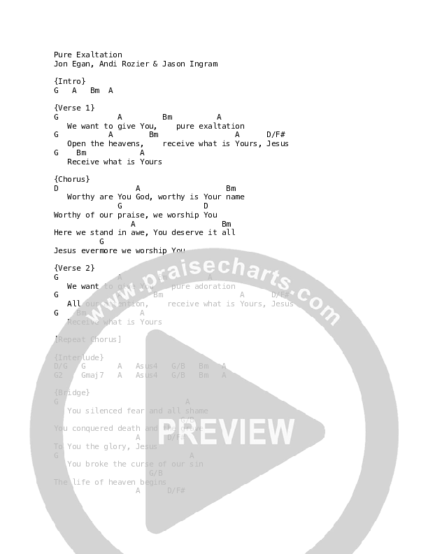 Pure Exaltation Chords & Lyrics (Jon Egan)