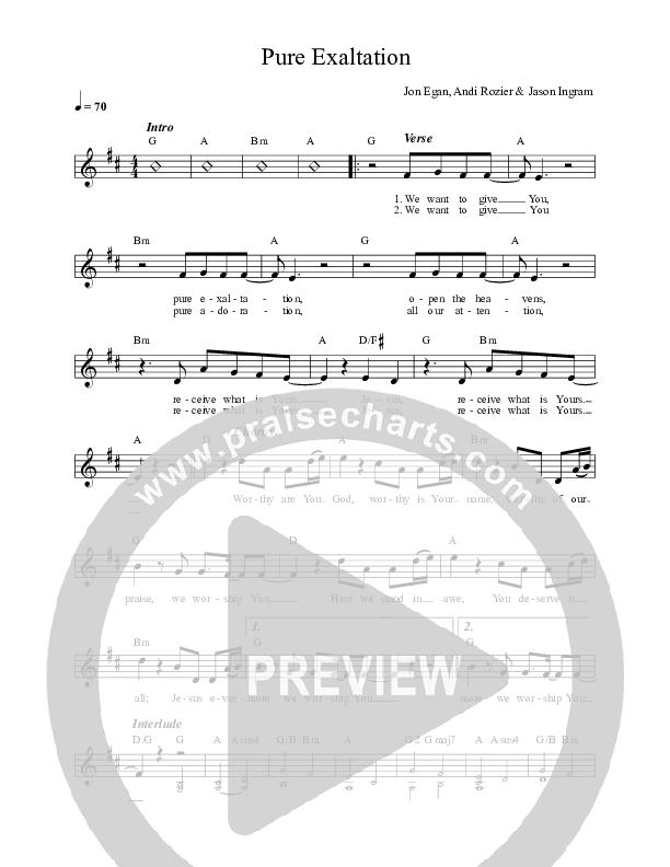 Pure Exaltation Lead Sheet (Jon Egan)