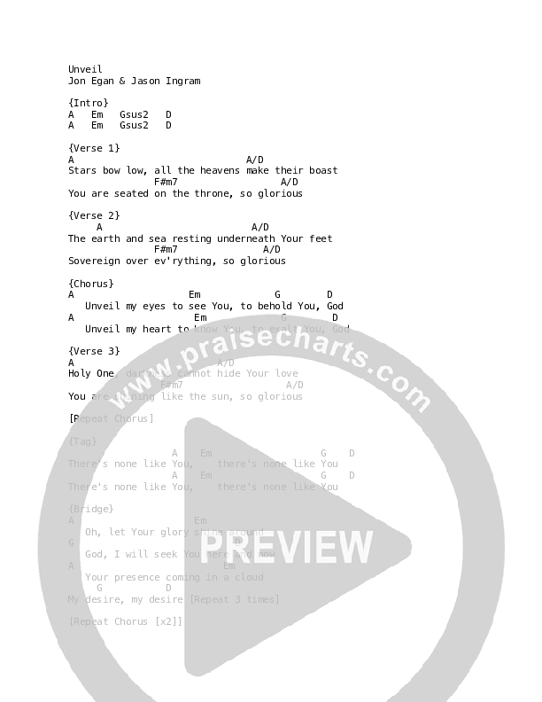 Unveil Chords & Lyrics (Jon Egan)