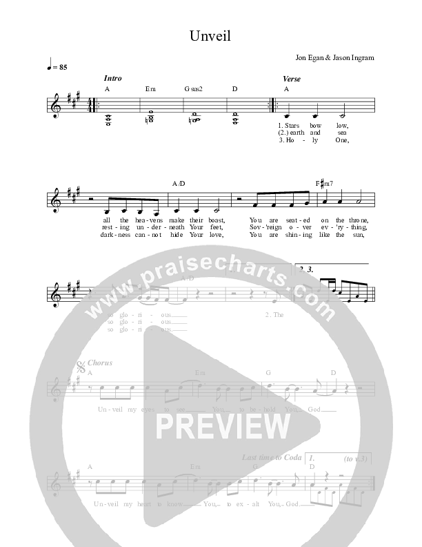 Unveil Lead Sheet (Jon Egan)