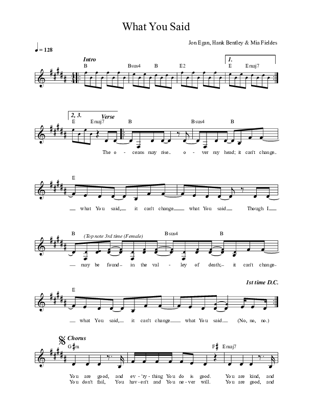 What You Said Lead Sheet (Jon Egan)