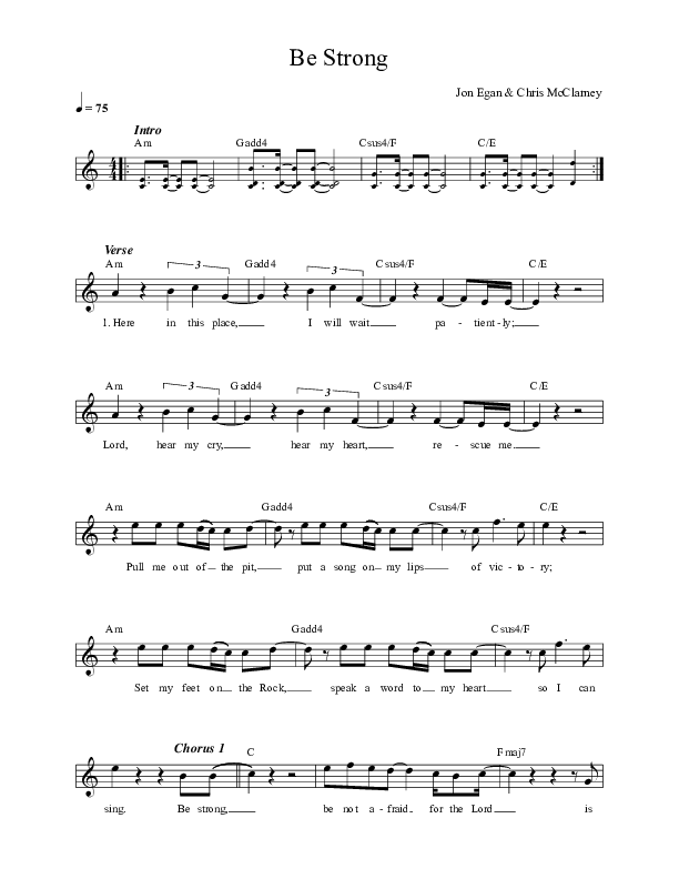 Be Strong Lead Sheet (Jon Egan)