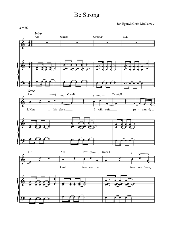 Be Strong Piano/Vocal (Jon Egan)