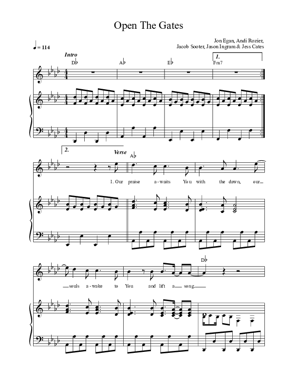 Open The Gates Lead & Piano (Jon Egan)