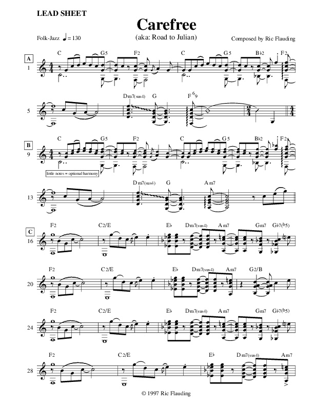 Carefree (Instrumental) Lead Sheet (Ric Flauding)